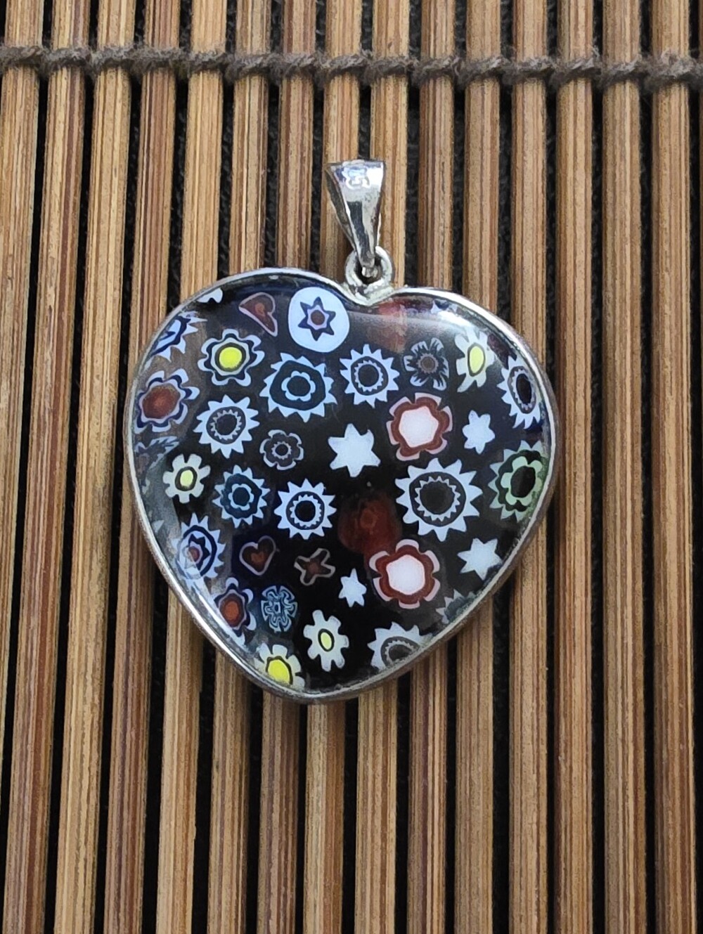 925 Silver Murano Glass Heart Pendant
